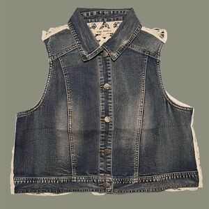 Denim Sleeveless Vest with Lace Back